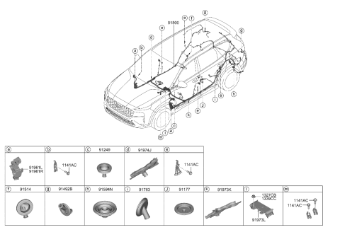 2022 Hyundai Santa Fe Wiring Assembly-Floor Diagram for 91510-S2120