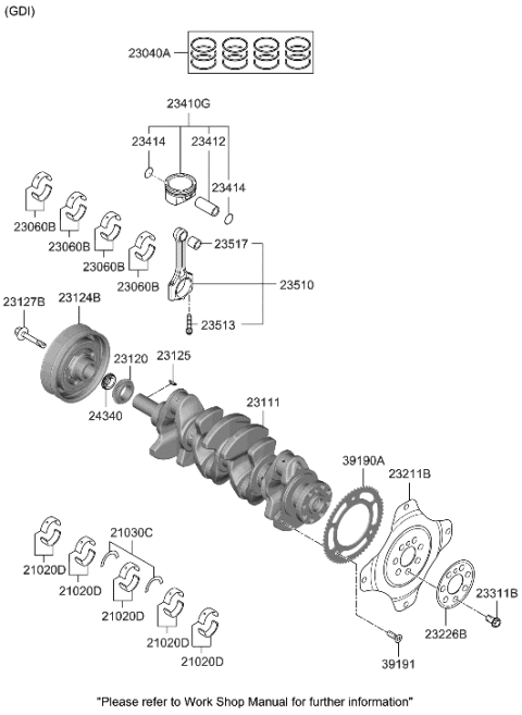 2021 Hyundai Santa Fe Crankshaft & Piston Diagram 1