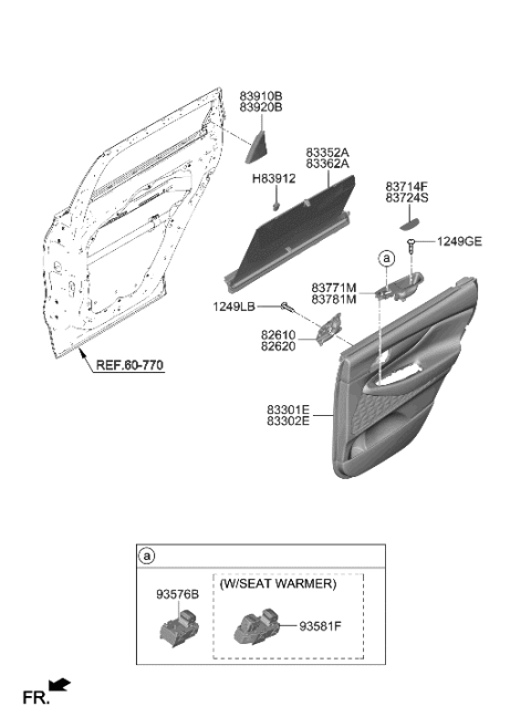 2022 Hyundai Santa Fe Panel Assembly-Rear Door Trim,LH Diagram for 83307-S2350-MMF
