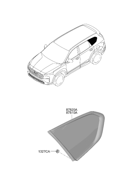 2023 Hyundai Santa Fe Glass & MOULDING Assembly-Quarter Diagram for 87810-S2000