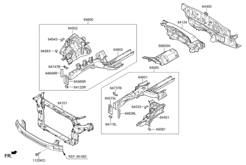 2013 Hyundai Santa Fe Sport Reinforcement Assembly-F.E.M Mounting Lower,LH Diagram for 64115-2W000