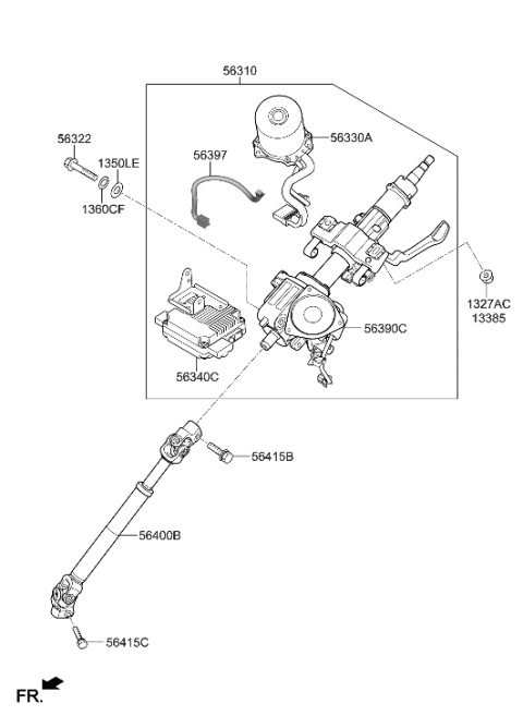 2013 Hyundai Santa Fe Sport Joint Assembly-Steering Diagram for 56400-4Z000