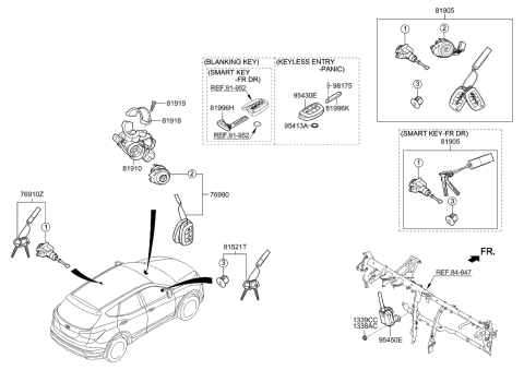 2015 Hyundai Santa Fe Sport Key Sub Set-Steering Lock Diagram for 81900-4ZA00