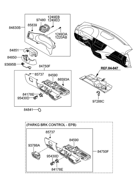2012 Hyundai Genesis Crash Pad Lower Diagram 2