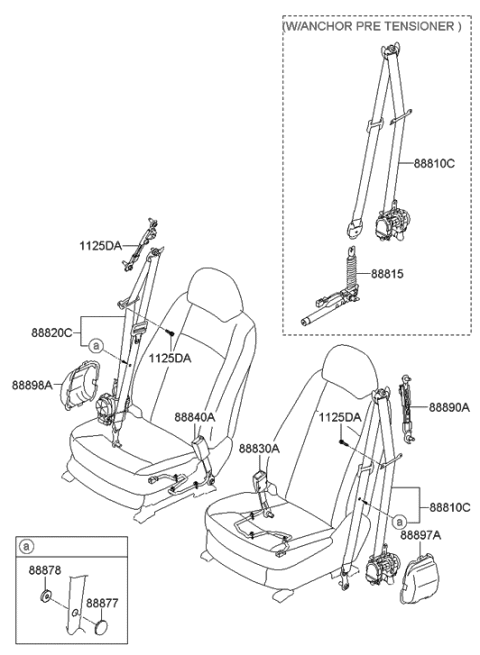 2012 Hyundai Genesis Front Seat Belt Diagram