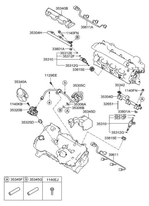 2008 Hyundai Genesis Throttle Body & Injector Diagram 1