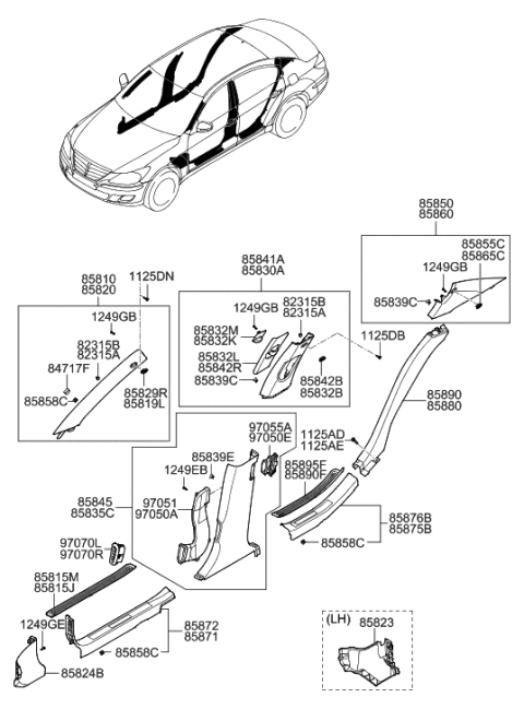 2013 Hyundai Genesis Interior Side Trim Diagram