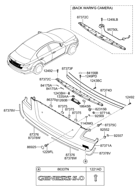 2011 Hyundai Genesis Back Panel Garnish Diagram