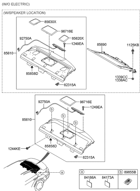 2009 Hyundai Genesis Rear Package Tray Diagram 1