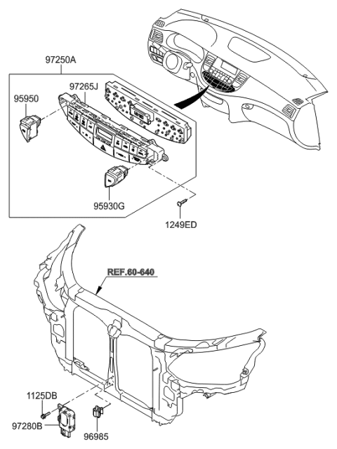 2012 Hyundai Genesis Heater Control Assembly Diagram for 97250-3M300