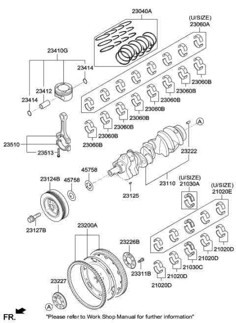 2008 Hyundai Genesis Crankshaft & Piston Diagram 7