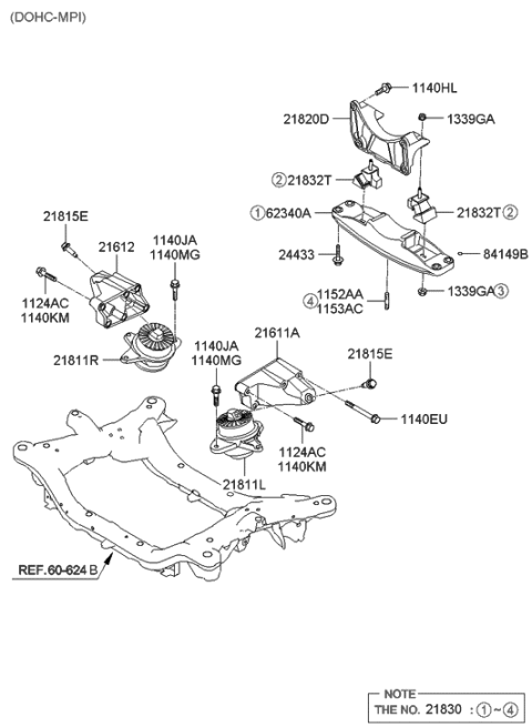 2009 Hyundai Genesis Engine & Transaxle Mounting Diagram 4