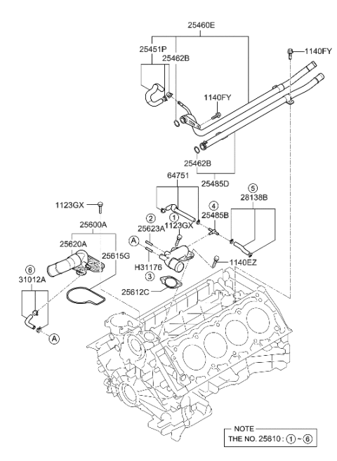 2010 Hyundai Genesis Coolant Pipe & Hose Diagram 8