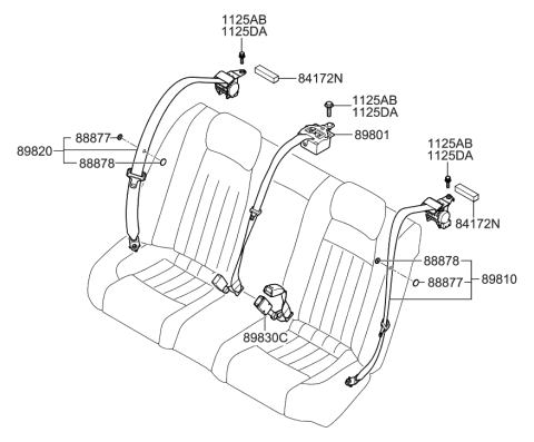 2009 Hyundai Genesis Rear Seat Belt Diagram