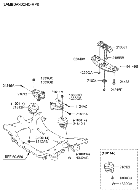 2009 Hyundai Genesis Engine & Transaxle Mounting Diagram 1