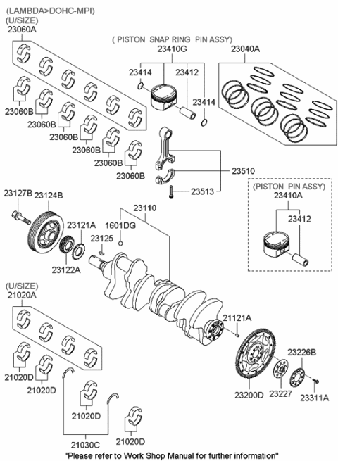 2013 Hyundai Genesis Crankshaft & Piston Diagram 1