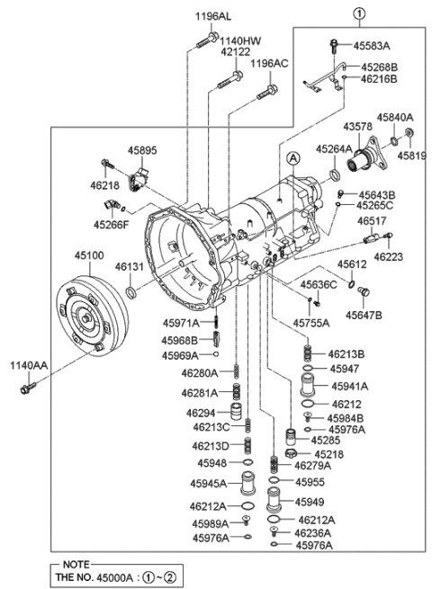 2008 Hyundai Genesis Transaxle Assy-Auto Diagram 2