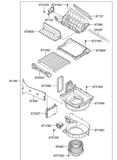 2012 Hyundai Genesis Heater System-Heater & Evaporator Diagram 3