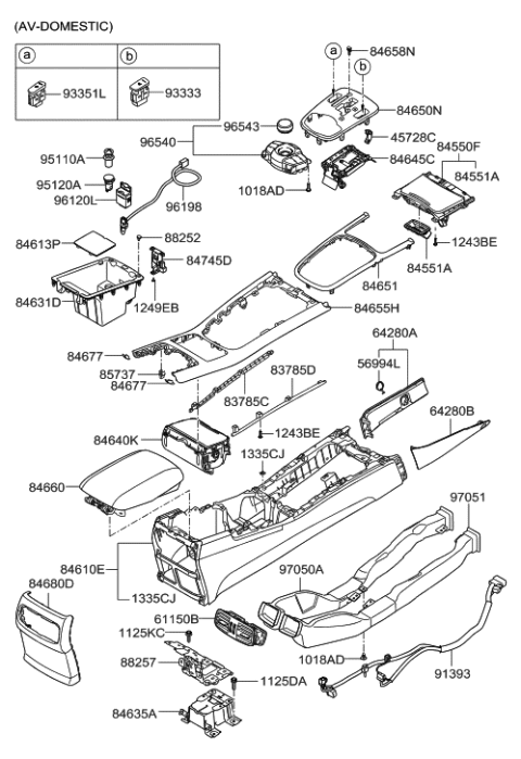 2012 Hyundai Genesis Floor Console Diagram 2