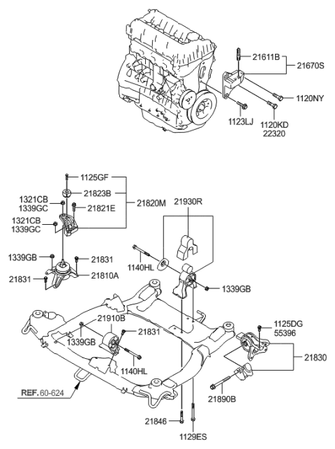 2011 Hyundai Sonata Engine & Transaxle Mounting Diagram 2
