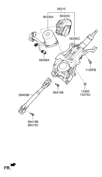 2011 Hyundai Sonata Joint Assembly-Steering Diagram for 56400-2T501