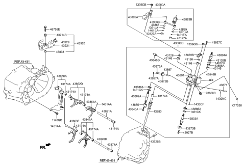 2014 Hyundai Sonata Gear Shift Control-Manual Diagram