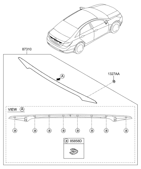 2014 Hyundai Sonata Back Panel Moulding Diagram