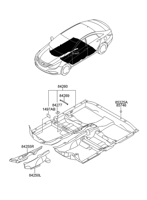 2009 Hyundai Sonata Floor Covering Diagram
