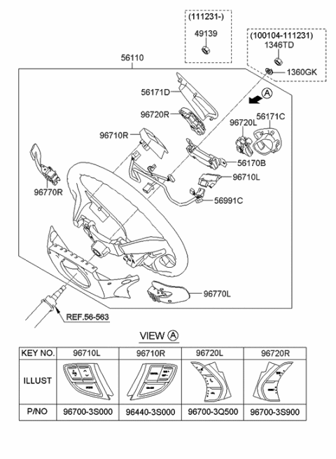 2014 Hyundai Sonata Paddle Shift Switch Assembly, Left Diagram for 96770-3S001