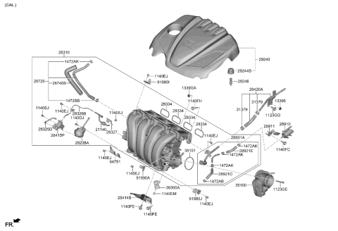 2012 Hyundai Sonata Manifold Assembly-Intake Diagram for 28310-2G700
