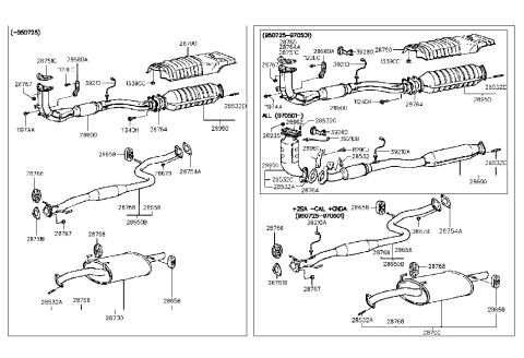 1997 Hyundai Accent Catalytic Converter Assembly Diagram for 28950-26000