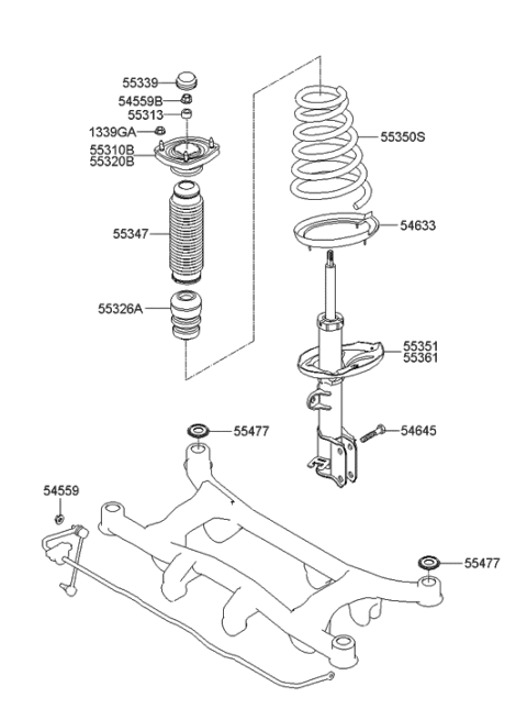 2006 Hyundai Tucson Rear Left-Hand Shock Absorber Assembly Diagram for 55351-1F800