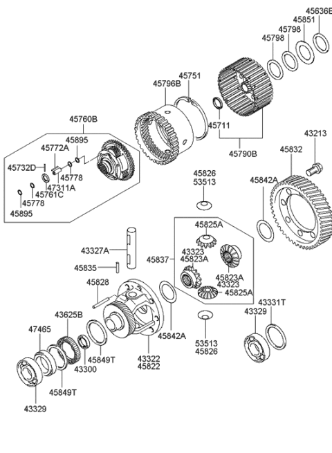 2007 Hyundai Tucson Shaft-PINION Diagram for 45827-39011
