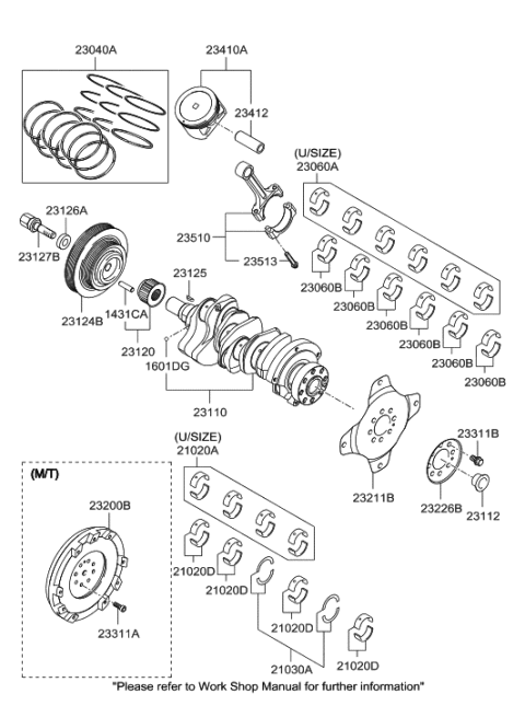 2008 Hyundai Tiburon Ring Set-Piston Diagram for 23040-23300