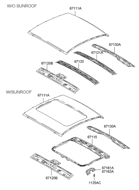2008 Hyundai Tiburon Roof Panel Diagram