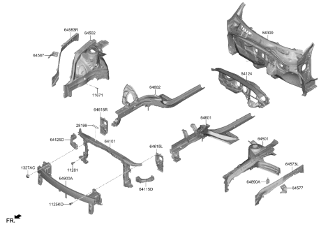 2022 Hyundai Elantra Beam Complete-FR Bumper Diagram for 64900-AA100