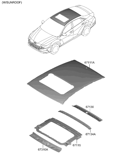2021 Hyundai Elantra Ring Assembly-SUNROOF REINF Diagram for 67115-AA050