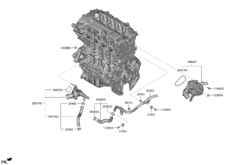 2021 Hyundai Elantra Coolant Pipe & Hose Diagram 2