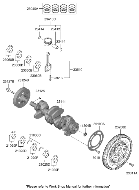 2021 Hyundai Elantra Crankshaft & Piston Diagram 2