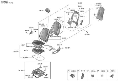 2014 Hyundai Accent Covering Assembly-FR CUSH,LH Diagram for 88160-AA010-G8S