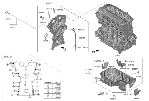 2021 Hyundai Elantra Belt Cover & Oil Pan Diagram 2