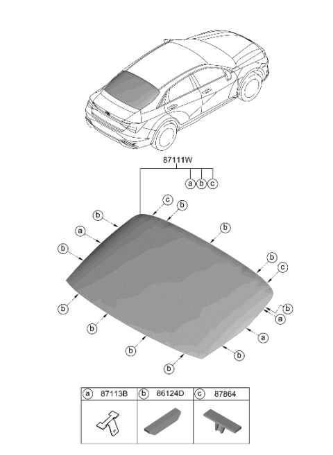 2021 Hyundai Elantra Glass Assembly-Tail Gate Diagram for 87110-AA020