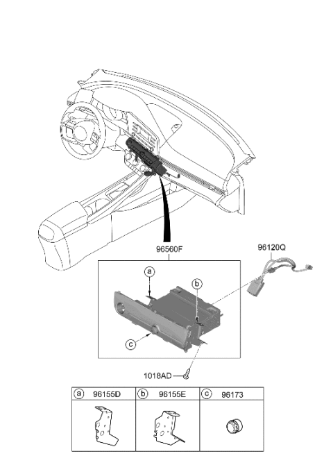 2009 Hyundai Accent Jack Assembly-Usb Diagram for 96120-AA020-4X