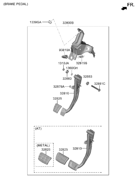 2011 Hyundai Accent Pedal Assembly-Brake Diagram for 32800-AA200