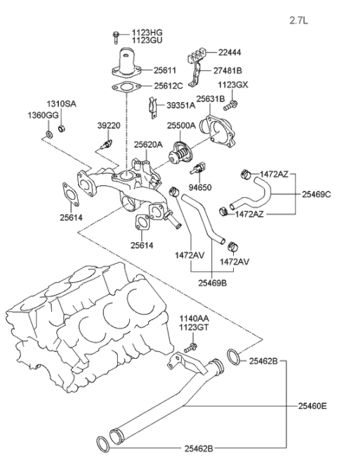 2001 Hyundai Sonata Sensor Assembly-Water Temperature Diagram for 39220-35710