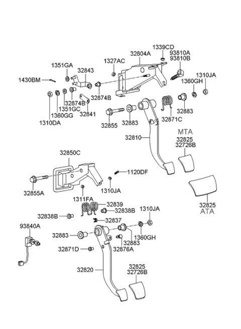 2001 Hyundai Sonata Pedal-Brake Diagram for 32810-38200