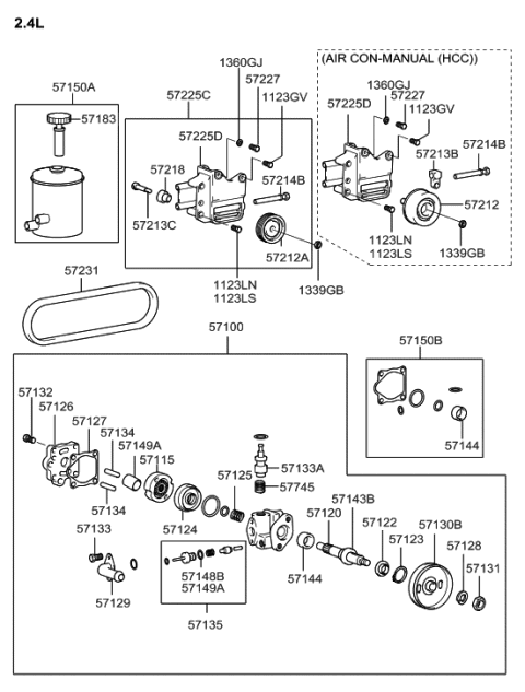 2001 Hyundai Sonata Pump Assembly-Power Steering Oil Diagram for 57100-38100