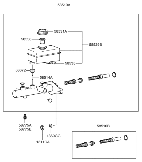 2004 Hyundai Sonata Reservoir-Master Cylinder Diagram for 58529-38004