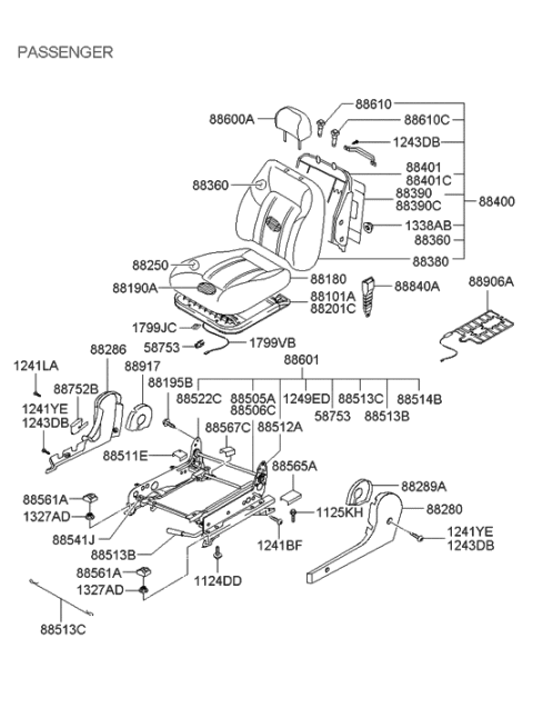 2005 Hyundai Sonata Front Seat Diagram 1