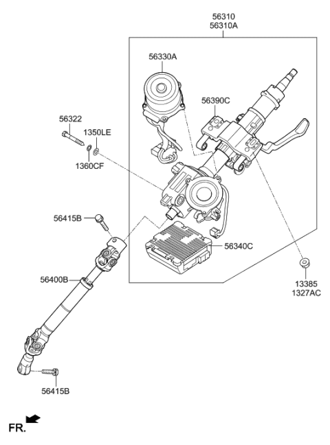2015 Hyundai Elantra Joint Assembly-Steering Diagram for 56400-3X005